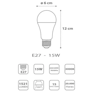 Λαμπτήρας LED E27 15W